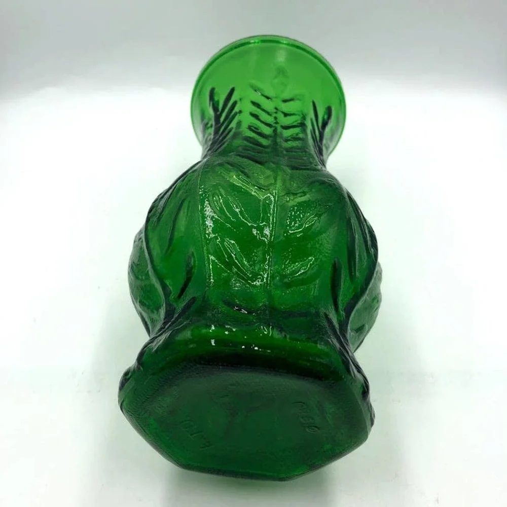 Vintage 1980 FTD Green Glass Flower Vase